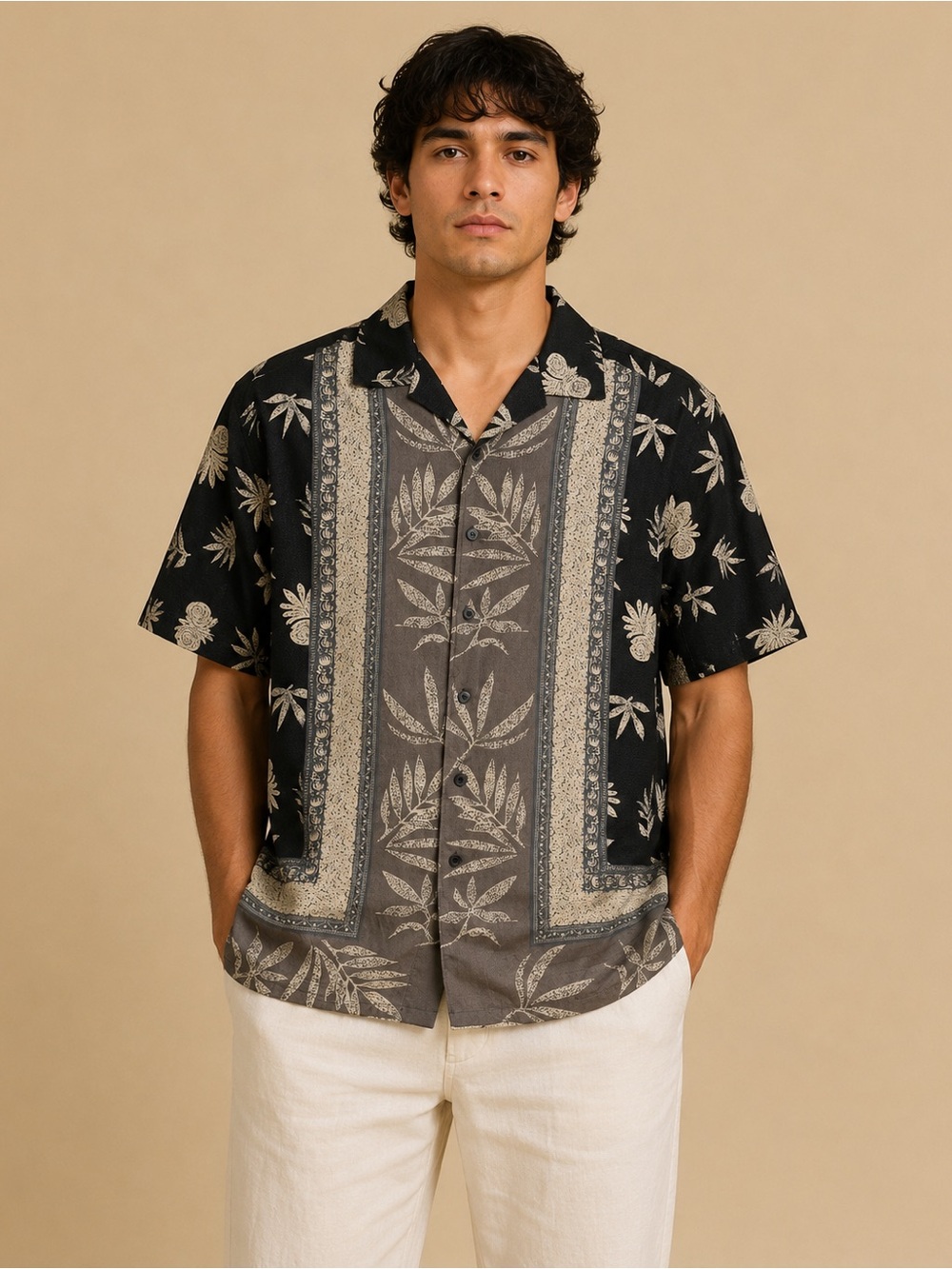 J. Ferrar 100% Silk Botanical Camp Collar Resort Shirt Men’s M